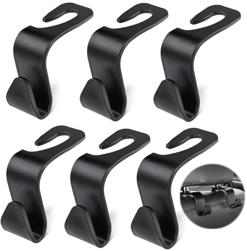 xiaowanwan 6 Stück Haken Auto Kopfstütze,Autositz Kopfstütze Haken,Auto Organizer Rücksitz Haken,Auto Rücksitz Kopfstütze Haken für Aktentasche Becher Handtaschen (Schwarz)
