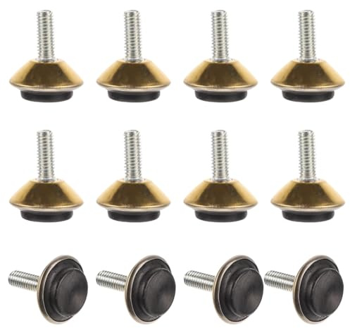 POPETPOP 12 Pcs M6 Furniture Leg Levelers: Stainless Steel Adjustable Furniture Leg Leveling Feet, Threaded Screw in Glide Levelers for Tables Chairs Cabinets Riser (Gold)