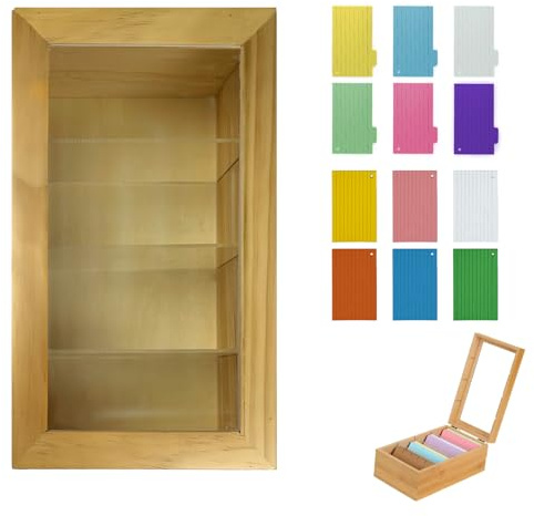DZHPSRSZ Wooden Recipe Box for 5 * 3in Card - Index Card Organizer with Dividers,Index Card Box for Kichen,Office - Holds Up to 1200 Cards