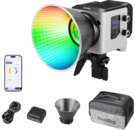 SMALLRIG RC 220C RGB COB LED Video Light Bowens Mount, 200W 36000 Full-Color Video Light 2700-10000K, CRI97+/TLCI98+, Support Wireless Power Supply, App Control, for Photography and Photo Studio -5099