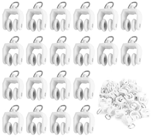 100Pcs Curtain Track Rollers, Plastic Curtain Hooks for Tracks, White Curtains Gliders for Privacy Living Room and Bathroom