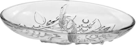 Gralara Vassoio da portata diviso, fruttiera, stoviglie con 2 scomparti, piatto da portata trasparente per snack, biscotti, cucina, sala da pranzo