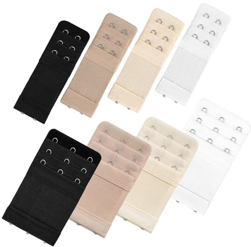 WD&CD 8 Stück BH-Verlängerer, 3 Reihen 2 Haken 3 Haken, Bra Extender Weich, bequem und dehnbar, BH Verschluss Elastischen Geeignet für Frauen Damen