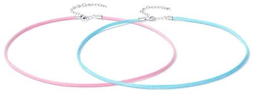 Collana Corda in tessuto Rosa o Azzurra spessore 2mm in argento 925 - Les Folies