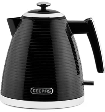 GEEPAS Linear 1.7L Electric Kettle Rapid Boil Cordless Auto Shut-Off 3000W | 360° Swivel Base Boil Dry Protection Easy Pour Switch illuminated
