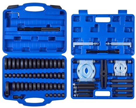 VEVOR Kit de Presse à Roulements 52+14PCs, Coffret 2 en 1 d'Outil de Serrage de Bagues et Extracteur de Roulement, avec 49 Bagues, Séparateurs et Mâchoires, Outil de Montage et Démontage de Joint