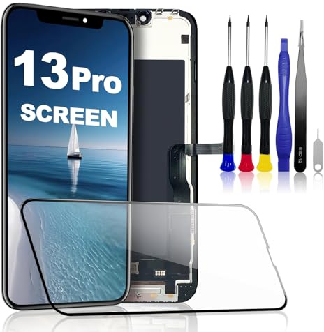 PartageFix Écran pour iPhone 13 Pro – Kit de Remplacement d'Écran LCD 6,1 FHD + Digitizer Tactile + Cadre – Compatible Modèles A2483/A2636/A2638/A2639/A2640 (True Tone Programmable)