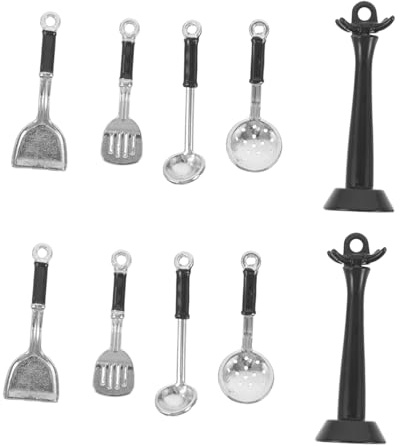 GALPADA 2sets Cucina in Miniatura Per Casa Delle Bambole Accessori Da Cucina Per Bambola Utensili Per Giochi Di Ruolo Con Spatole Mestoli Colini e Pentole Per Decorazioni Gioco