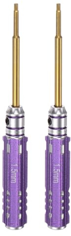 QUARKZMAN 2 Pezzi RC Cacciavite Esagonali 1.5mm Mini Cacciaviti Viola | Chiave Esagonale RC Utensile Di Riparazione, Per Modelli Auto Elicottero Barca, Esagonali Titanio