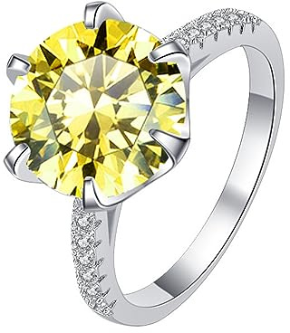 5ct Moissanite diamantringar for kvinnor D-färg VVS1 diamantförlovningsringar klassiska 925 sterling silver vigselringar med certifikat(Yellow,5)