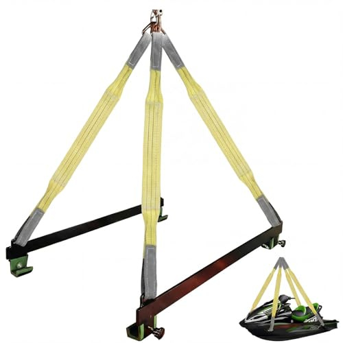 Yoojahow 4 Pcs Watercraft Lift Sling 6600 Lbs Flat Lifting Sling 44'' Tow Straps Heavy Duty Boat Hoist Straps Yellow for Personal Life Rafts PWC