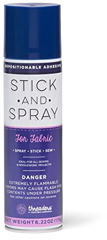 Stick & Spray Repositionable Temporary Adhesive Spray for Fabric (250ml) - Perfect for Quilting, Applique, hemming and much more - by Crafter’s Companion