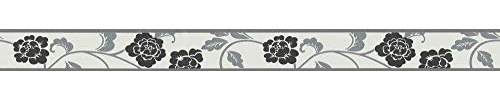 A.S. Création selbstklebende Bordüre Only Borders 10 Borte 5,00 m x 0,05 m metallic schwarz weiß Made in Germany 261014 2610-14