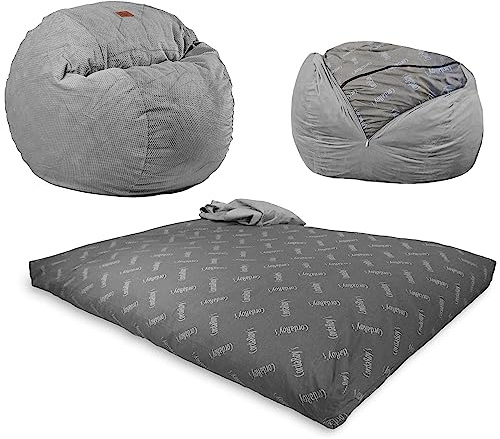 CordaRoy's Chenille Bean Bag-Convertible Bean Bag Chair-Machine-Washable Chenille Fabric Cover-for Basement,Living Room,Game Room,Dorm & More - Full Size - Charcoal | Made in the USA