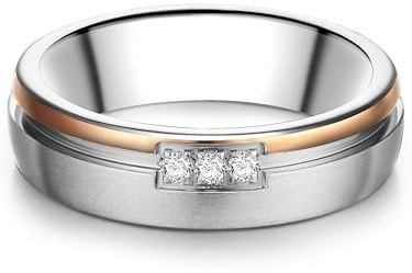 Trilani Damen Ring Edelstahl silber/roségold | rosévergoldet 18 Karat, Bandring, Zirkonia, weiß, Brillantschliff