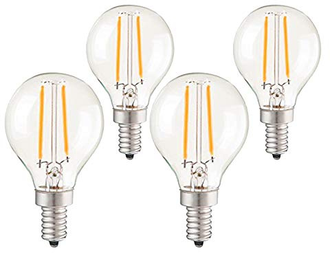 CTKcom 2W G45/G14 Candelabra LED Bulbs Dimmable(4 Pack)- E14 Base Vintage Edison LED Bulb 20W Equivalent 2700K Warm White Lamp for Home,Pendant Lights,Sconces,Antique Light Fixtures 110V~130V AC