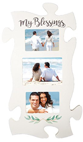 P. Graham Dunn My Blessings Flourish White 13 x 22 Wood Puzzle Photo Frame Wall Plaque