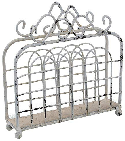 MACOSA HOME SA807 Vintage Servietten-Ständer Antik-Weiß | Shabby-Chic Metall Servietten-Halter