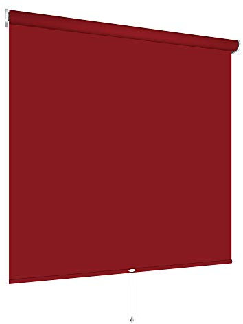 Springrollo Mittelzugrollo Schnapprollo viele Größen und Farben Montage Träger Metall Rollo Vorhang Blickdicht lichtdurchlässig Fenster Sonnenschutz Sichtschutz Blendschutz (150 x 180 cm, Dunkelrot)