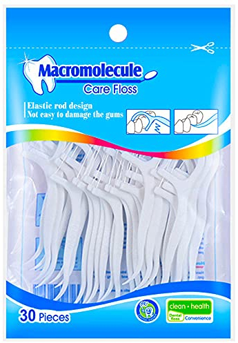 HouChanges Floss Sticks Dental Floss Picks Complete Clean,2 in 1 Dental Toothpick Polyethylene Resistant Dental, Cardamom（30Pcs）