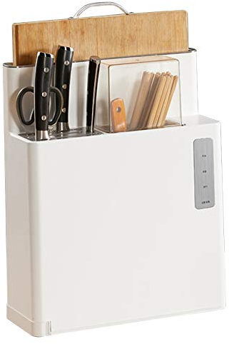 Bloc Couteau Vides, Support Pour Planches À Découper,Support De Couteaux Avec Fonction De Désinfection Et De Séchage, Rangement Peu Encombrant,Blanc