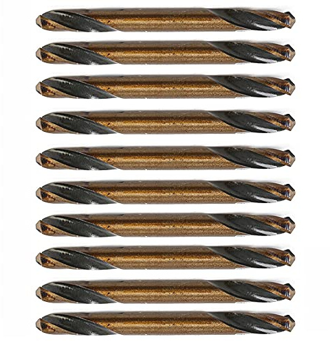 HSS Doppelend-Spiralbohrer Set Metall Kohlenstoffstahl Arbeitswerkzeug Bohren Edelstahl Gold gerader Schaft 10 Stück