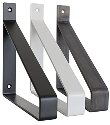 Natural Goods Berlin 2x Regalträger BERLIN-MITTE massiv Stahl Wandregal Regalhalterung Winkelträger Metall Regalsystem Büro Bücherregal Design Schweberegal Flur Küche Bad Wandmontage (200mm, Schwarz)
