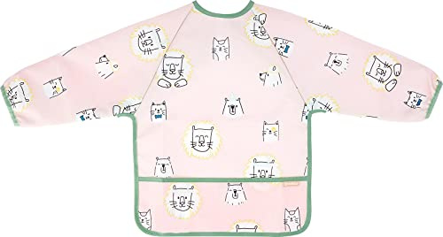Badabulle Bavoir manche longues, Imperméable, Ajustable, Dès 4 mois à 3 ans, rose