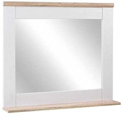 Badezimmerspiegel Badspiegel Wandspiegel | Dekor | Spiegelglas | Sibiu Lärche | Eiche Sanremo | Weiß | Braun | Mit Ablage | BxHxT 80x70x20 cm