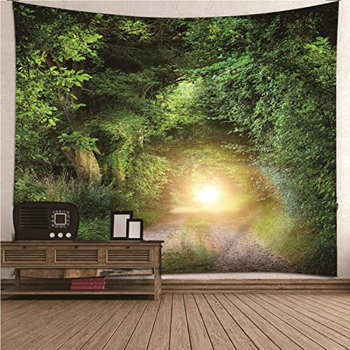 Aotiwe Abstrakte Tapisserie, Wanddekoration Sonnenwald aus Polyester Grün 350X256Cm für Wohnung Geschenke