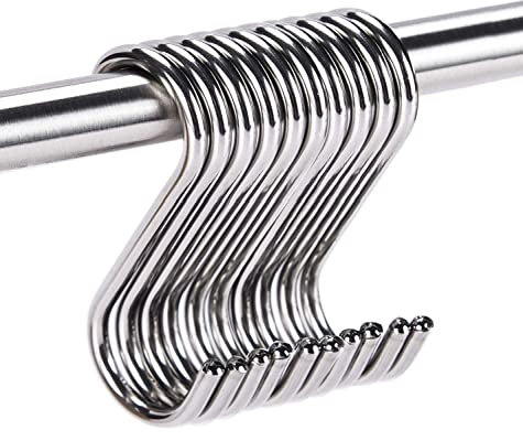 ARTOYS S Haken Edelstahl 304, 20 Stück, (65mm×4mm) Haken zum Einhängen Metallhaken,S-haken für Küche,Garten