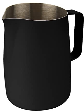 Dianoo Milchaufschäumkrug mit Griff, 600 ml, Edelstahl-Dampfkrug, Espresso-Milchaufschäumer, Tasse für Kaffee, Cappuccino, Latte, Schwarz