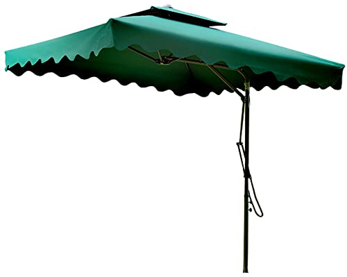 Sombrillas Terraza Excentrica Rectangular 220/ 250cm Parasol Excentrico, Sombrilla de Jardín con Cambio con Una Llave Inglesa Protección UV (4 Colores) (Color : Dark green, Size : 2.2 * 2.2m)