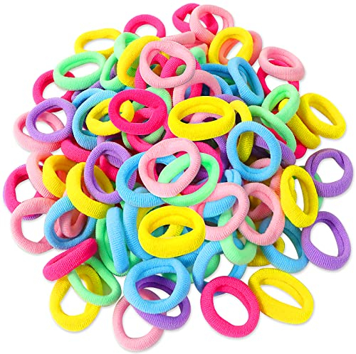 Hanyousheng 100 Stück Haargummis Mädchen, Klein Haargummi, Mini Nahtlose Haarbänder, Elastische Baby Haargummi, Mehrfarbig Soft Zopfgummi Klein für Mädchen Kinder Kleinkinder Baby