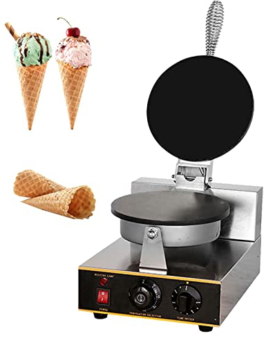 Piastra per Waffle e Cialde per Coni Gelato Commerciale con Controllo della Temperatura, Piastra in Alluminio con Rivestimento Antiaderente, Cono, Grande Superficie di Cottura 210mm,Style2