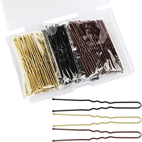 Mbsomnus 150pcs Epingle a Cheveux 6cm Forme de U Epingle Noir Or Marron | Cheveux Femme, Bobby Pins Métal, Pince Cheveux, pour Filles, Femmes, Accessoires de Barrette Cheveux, Salon de Coiffure
