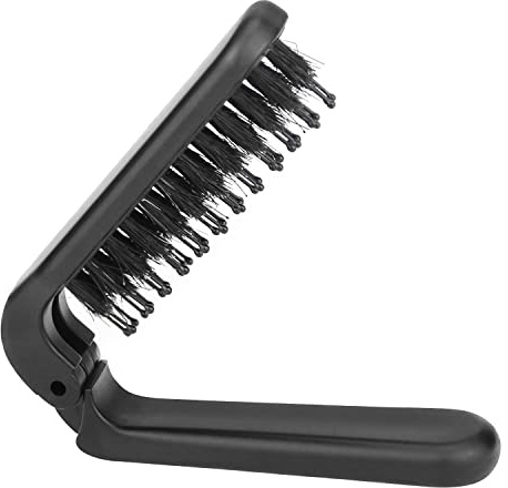 Ancable Travel Folding Hair Brush, Collapsable Portable Pocket Boar Bristle Hair Brush for Thin and Thick Hair, Mini HairBrush for Men Women Kids, Restores Shine, Black