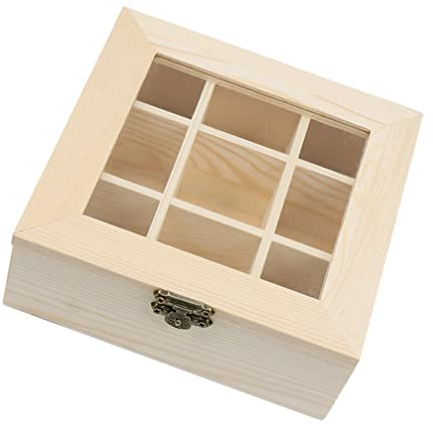 Gatuida Holzbox Für Tee Und Kaffee Fächer Organizer Mit Glasfenster Schöner Teespeicher Für Zuhause Und Gastronomie Zur Präsentation Von Teebeuteln Und Kaffeepulver