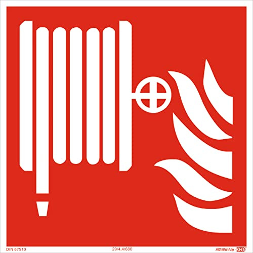 Aufkleber Löschschlauch Brandschutzzeichen Schild Folie nach DIN EN ISO 7010 F002 I 200x200mm
