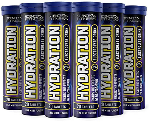 Hydration Tablets with Electrolytes by Science Fitness| Rehydration Effervescent with Electrolytes & Added Vitamins - 20 Tablets (6 Tubes)