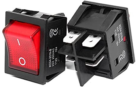 AXTI Interrupteur à bascule T85 à 4 broches avec lumière 12 V 24 V 110 V 220 V 380 V (Taille : 220 V) 30 A/250 V