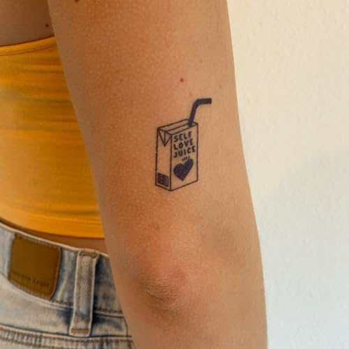 Inkster® Selbstliebe Saft Tattoo | Temporäres Tattoo mit EU-Kosmetikzertifizierung | wasserfest + vegan | revolutionäres 2-Wochen-Tattoo | Fake Tattoos und Klebetattoos für Erwachsene