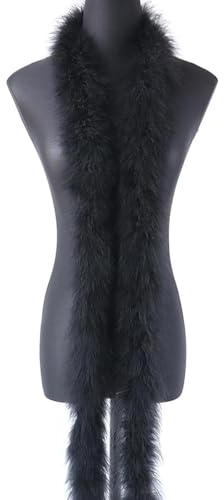 2m 8cm Federboa Truthahnfedern Boa,Flauschige Plüsch-Feder Boa Federstola Federschal Federgirlande für Weihnachtsbaum Hochzeit Basteln Burlesque Karneval Party 20er Jahre Kostüm Deko,ca. 20g Schwarz
