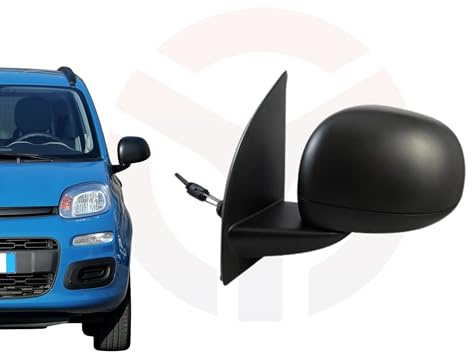 Specchio Retrovisore meccanico Nero Compatibile con Fiat Panda (319) dal 2012 in poi (guarda foto dell'auto) (Sinistro)