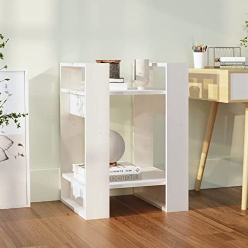THOYTOUI Bücherregal Raumteiler, Aktenschrank Bücherschrank Würfelregal Holzregal stehend Geeignet für Balkon Garten Badezimmer Schlafzimmer Weiß 41x35x57 cm Massivholz Kiefer