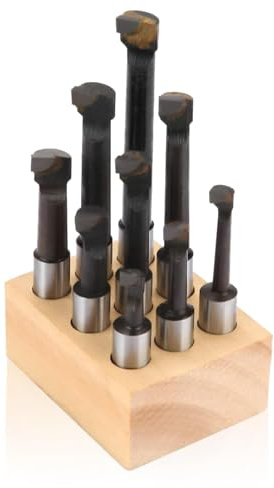 9-Teiliges Bohrstangenset 12 mm F1-Hochgeschwindigkeitsstahl Bohrstangen CNC-Drehmaschinenhalterung mit Sockel, F1-Typ-Bohrschneider-Set, CNC-Fräswerkzeug-Set, Hartmetallspitzen-Bohrstangen-Set