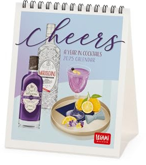 Legami - Tischkalender 2025, Kalender 12 x 14,5 cm, 12 Monate und Jahresplaner 2026, 6 Sprachen, internationale Tierkreiszeichen und Feiertage, Cheers