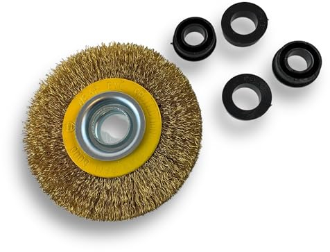 Lot de 10 brosses circulaires LAITON | Ø 100 mm | Epaisseur 2 rangs | Fil dur 0.30 mm ondulé | Alésage 16 mm | Touret meuleuse affûteuse ponceuse | Brossage décapage polissage | Kibros 234102LTx10