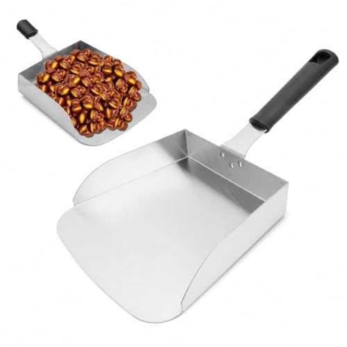 Griddle Food Mover, 15 Stainless Steel Wide Mouth French Fry Scoop and BBQ Food Shovel with PP Ergonomic Handle, for Flat Top Grill and Restaurant