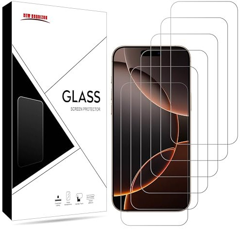 New Horrizon [6-Pack Screen Protector for iPhone 17 Pro Max / 16 Pro Max (6.9-Inch), Tempered Glass Film, [LifetimeSupport][Impact-Protection][Anti-Shatter][Anti-Scratch]